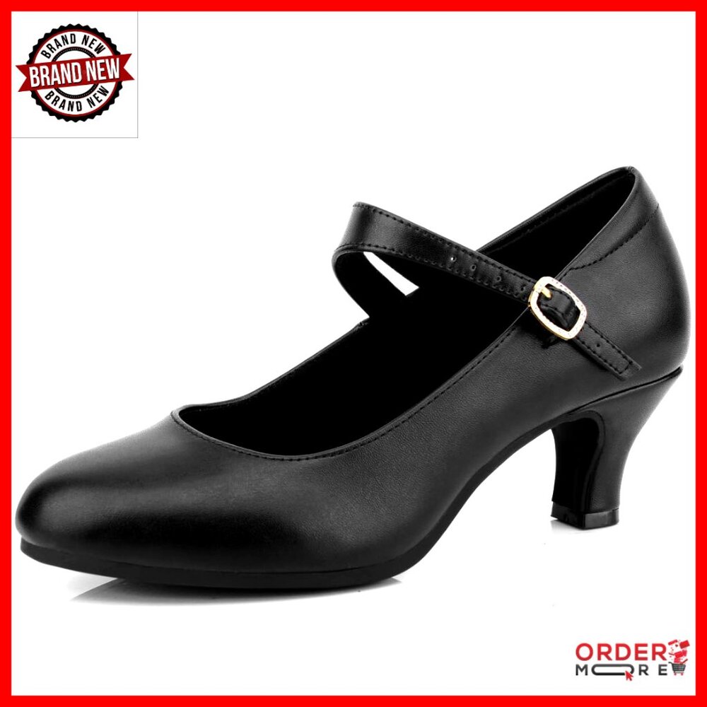 Women's Ankle Strap Dance Heels 2.2 Inch Character Shoes Ballroom Pumps